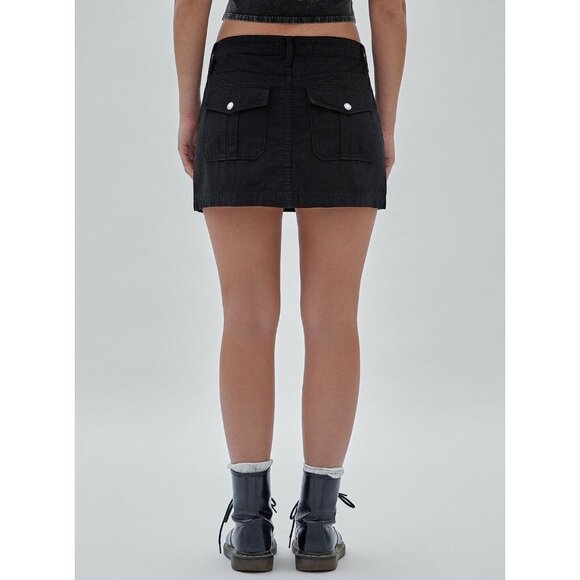 Guess Women's Originals Ripstop Mini Skirt Cargo Pockets In Black Size 27 - Picture 5 of 10
